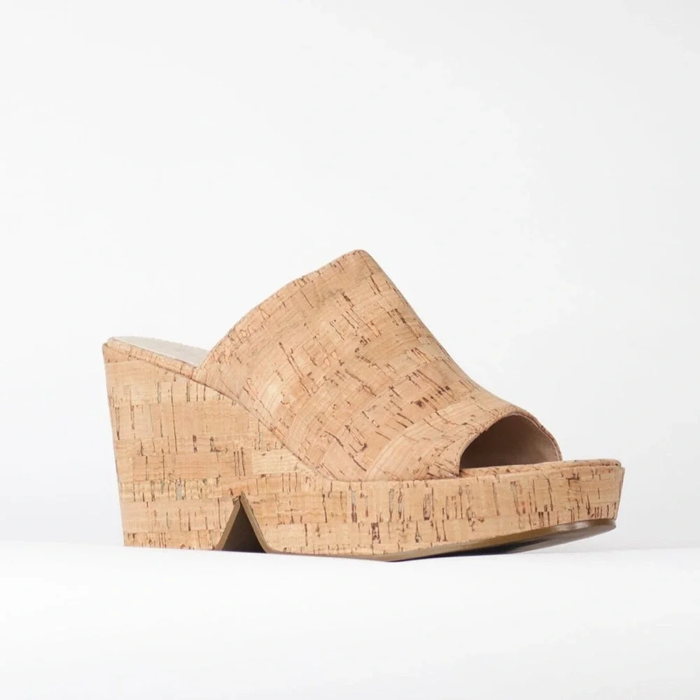 Cecilia New York Frost Cork Espadrille Platform Mule 10.5 NWOB